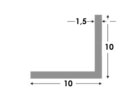 Hoekprofiel 10x10x1.5 brute¹ (Aluart)