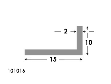 Hoekprofiel 15x10x2.0 brute²