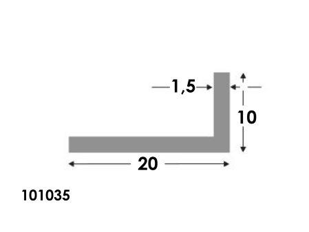 Hoekprofiel 20x10x1.5 brute²