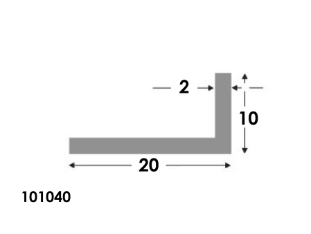 Hoekprofiel 20x10x2.0 brute²