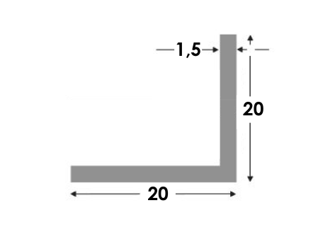 Hoekprofiel 20x20x1.5 brute²