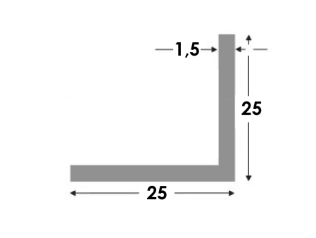 Hoekprofiel 25x25x1.5 brute