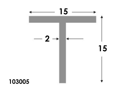 T-profiel 15x15x2.0 brute²