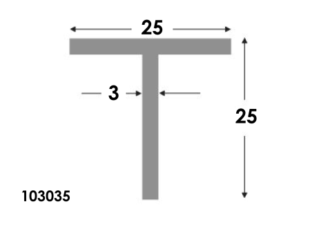 T-profiel 25x25x3.0 brute⁴