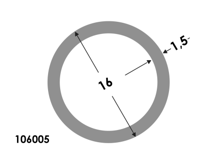 Ronde buis 16x13 brute²