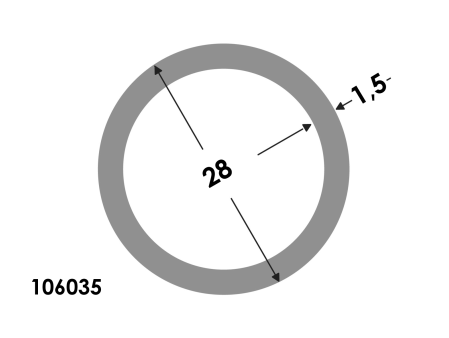 Ronde buis 28x25 brute