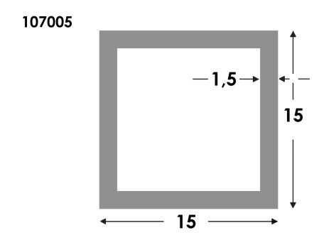 Rechthoekige koker 15x15x1.5 brute