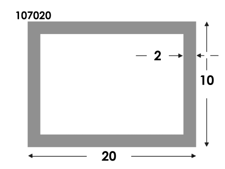 Rechthoekige koker 20x10x2.0 brute