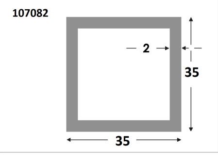 Rechthoekige koker 35x35x2.0 brute