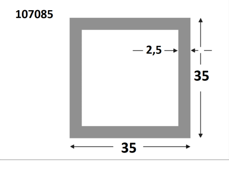 Rechthoekige koker 35x35x2.5 brute³ (SapHo)