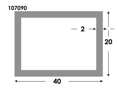 Rechthoekige koker 40x20x2.0 brute