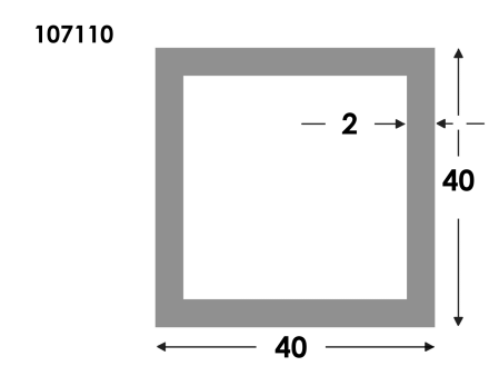 Rechthoekige koker 40x40x2.0 brute