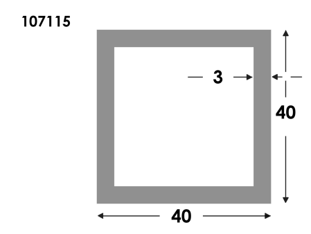 Rechthoekige koker 40x40x3.0 brute