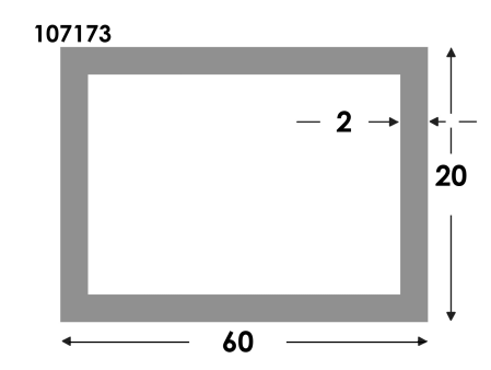 Rechthoekige koker 60x20x2.0 brute