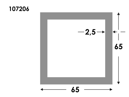 Rechthoekige koker 65x65x2.5 brute