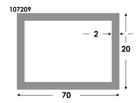 Rechthoekige koker 70x20x2.0 brute