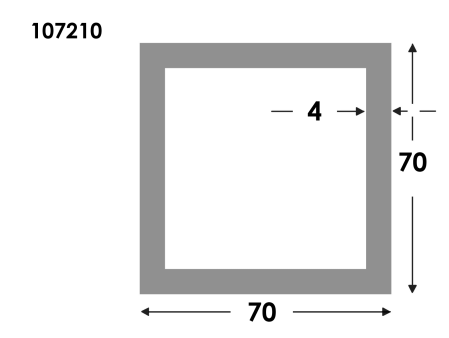 Rechthoekige koker 70x70x4.0 brute