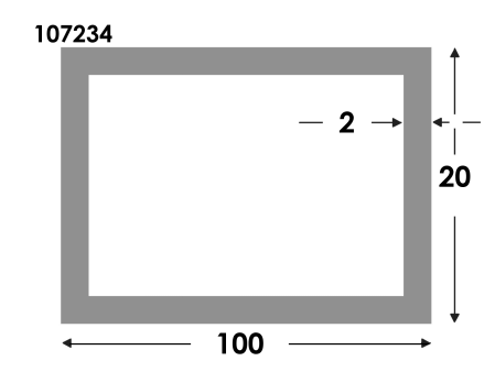 Rechthoekige koker 100x20x2.0 brute