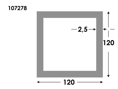 Rechthoekige koker 120x120x2.5 brute