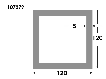 Rechthoekige koker 120x120x5.0 brute