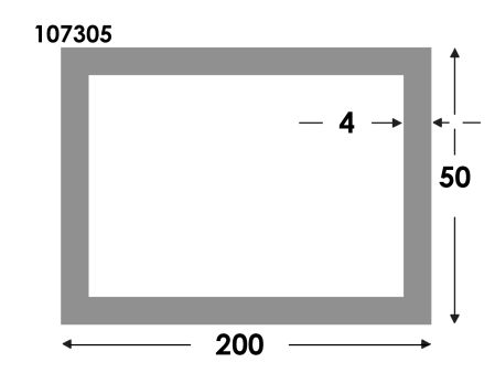 Rechthoekige koker 200x50x4.0 brute